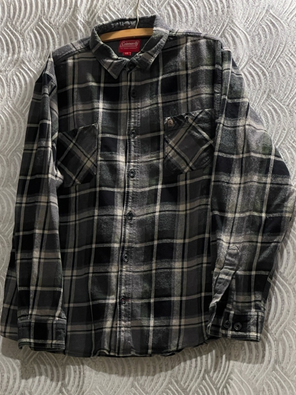 Coleman Black and Gray Plaid Button-Up Flannel Shirt